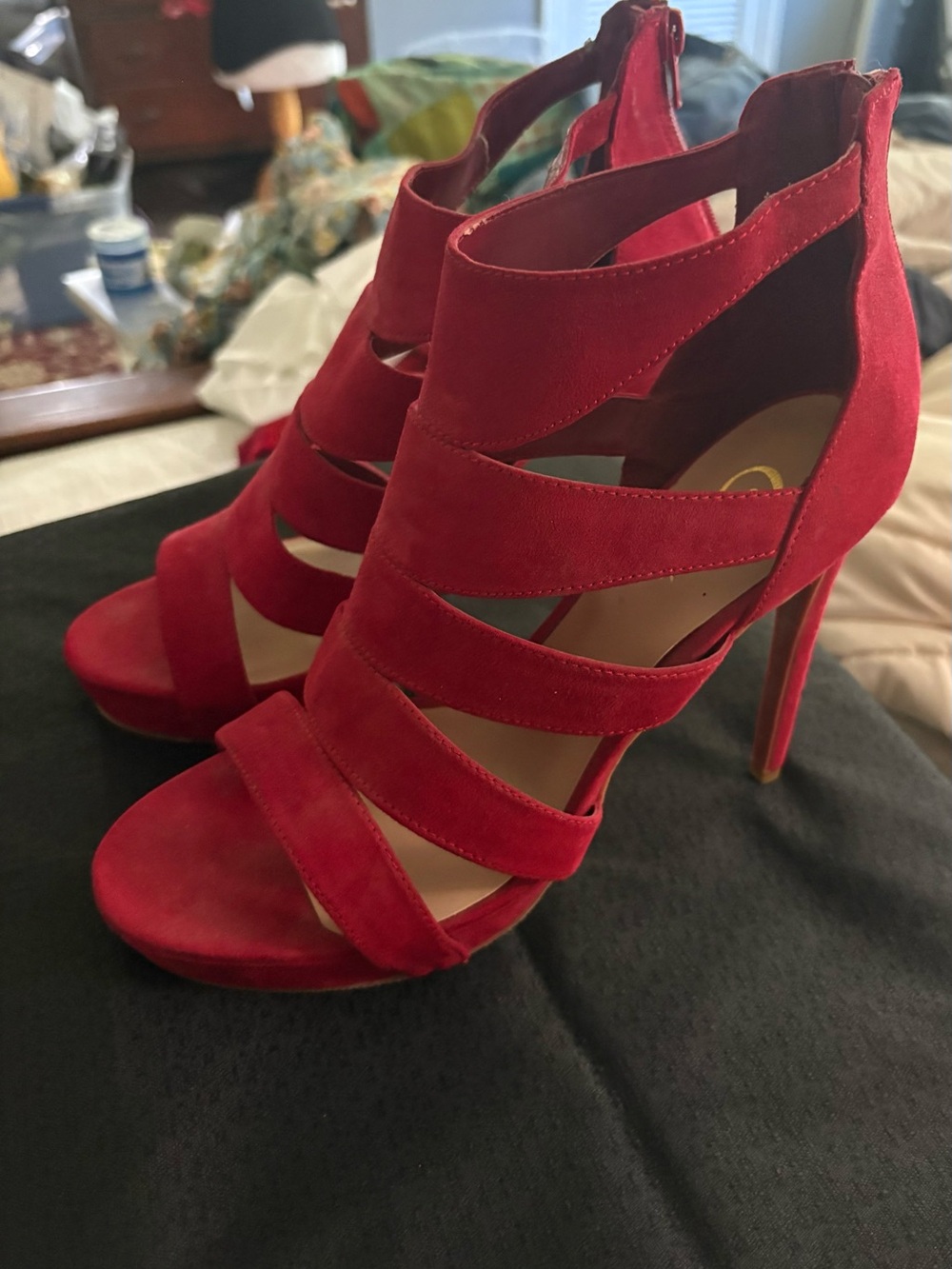 Candie's Red Strappy High Heel Sandals - Picture 2 of 5